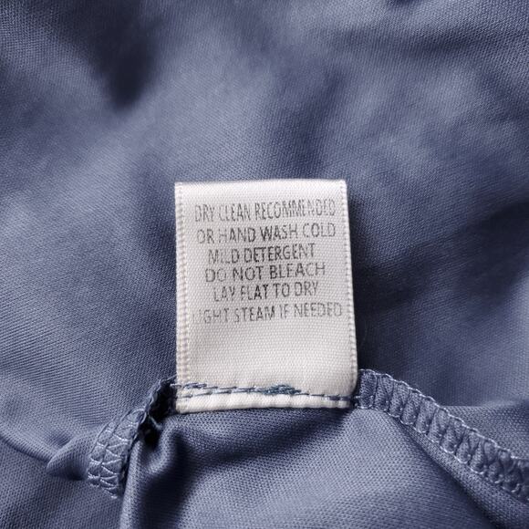 Nyland Shirt Tunic Dress Sz L Blue Crinkle Button Up Collared Sleeveless Casual - Picture 11 of 11